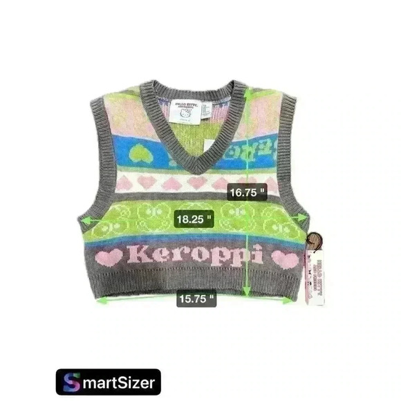 Sanrio Forever 21 x Hello Kitty and Friends Keroppi Cropped Knit Vest Size M - Picture 8 of 8